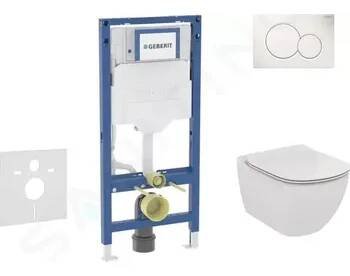 Splachovací tlačítko Geberit Duofix Set předstěnové instalace, klozetu Tesi a sedátka, tlačítko Sigma01, alpská bílá, SANI11CD3116