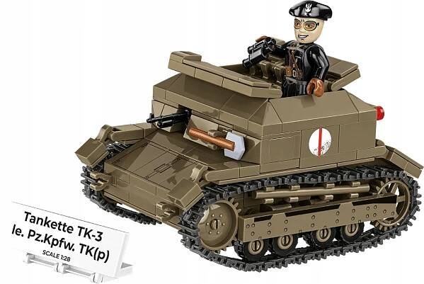 STAVEBNICE COBI 2658 TANKIETKA Tankette Tk-3 HC WW2 323 Dílů + DESKA Stav balení originální