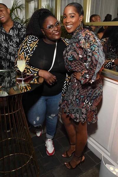 Danielle Brooks and Ashley Blaine Featherson attend Grey Goose Toasts To A Year Of Victorious Filmmaking at The MACRO Pre-Oscars Party at Fig & Olive on February 06, 2020 in West Hollywood, California