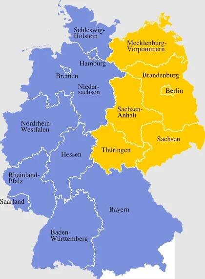 Východní & Západní Německo NDR NSR: Mapa rozdělení