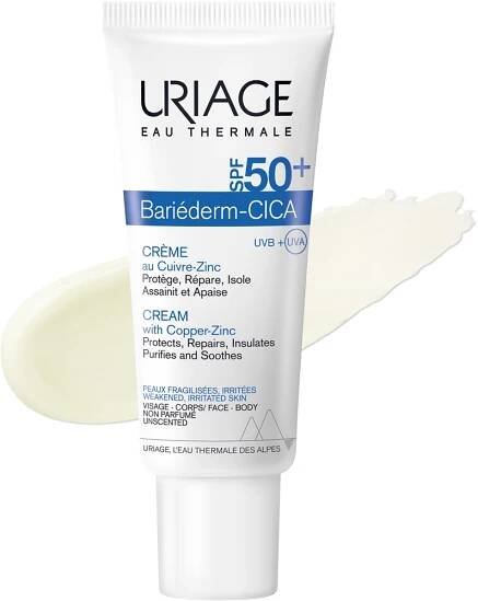 Uriage Bariéderm Cica-Cream with Copper-Zinc SPF 50+ reparativní krém s obsahem mědi a zinku SPF 50+