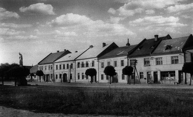 Slezské Rudoltice, náměstí; před rokem 1958 (sbírka Pavla Fiedlera).