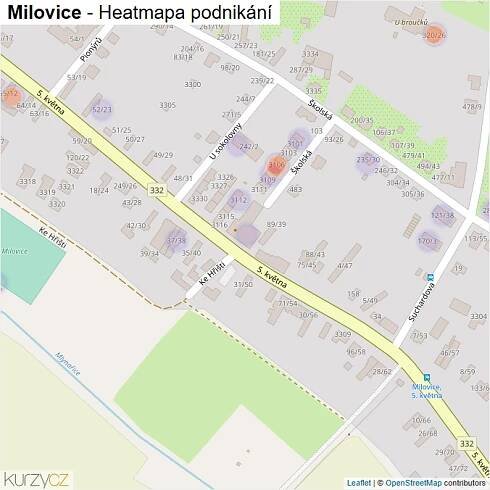 Mapa Milovice - Firmy v části obce.
