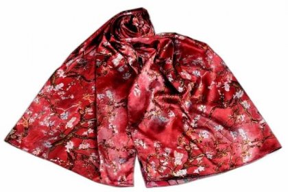 Kraftika 1ks červená sv. saténový šátek / šála 70x165 cm