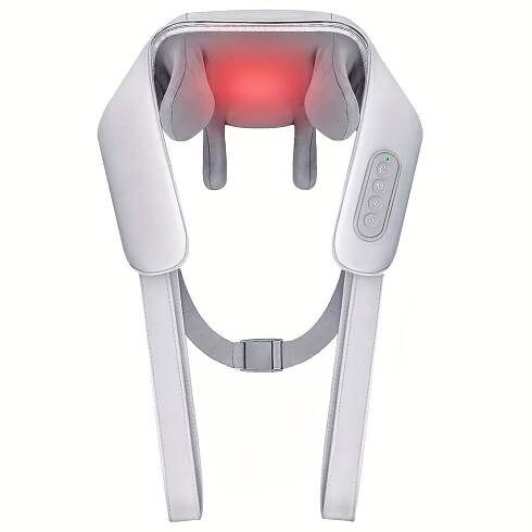 * Cordless Shiatsu Neck & Shoulder Massager with Heat - 4D Deep Kneading, * * for Full *, Adjustable Strap, Rechargeable 2200