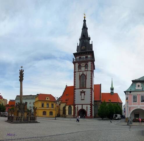 městská věž, Trojiční sloup, Chomutov námestí 1. máje