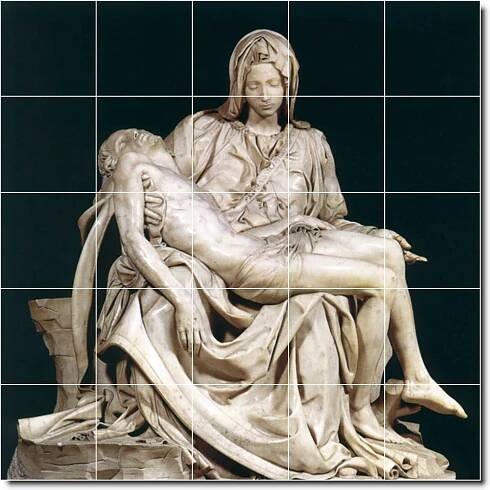 michelangelo sculpure painting ceramic tile mural p05846