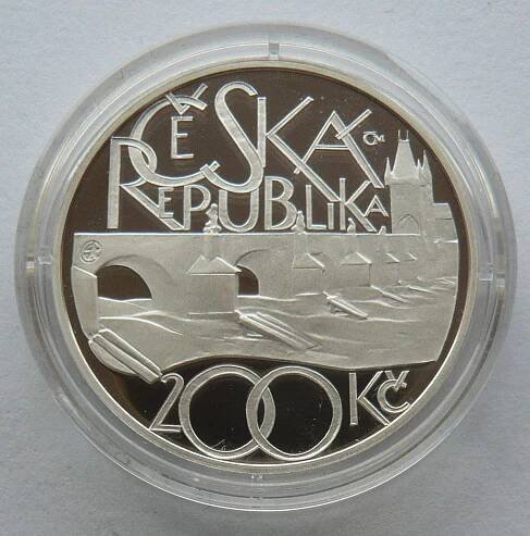 200 Kč(2007-Karlův most), stav PROOF, neoriginální etue a certifikát
