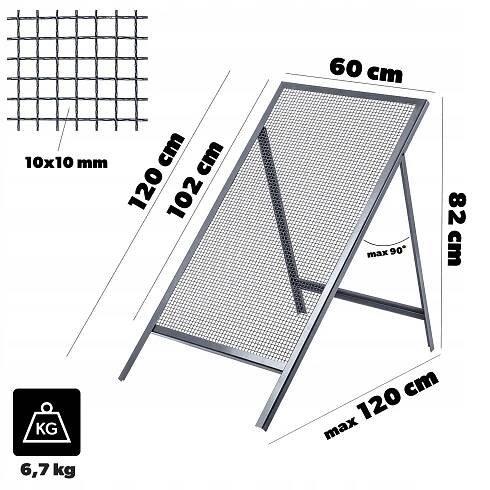 STAVEBNÍ SÍTO NA PÍSEK ZEDNICKÉ PŮDY 120x60cm ŠTĚRKU OČKO 10mm Kód výrobce K10450