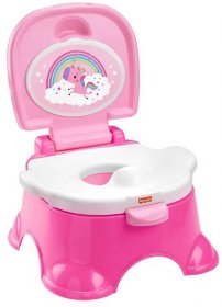 Fisher-Price 3-in-1 Unicorn Tunes Potty Toddler Training Toilet and Step Stool with Music