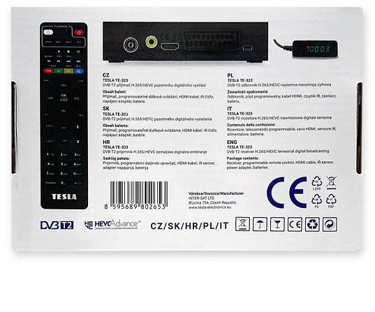 TESLA TE-323 - set-top box DVB-T2 (H.265/HEVC)