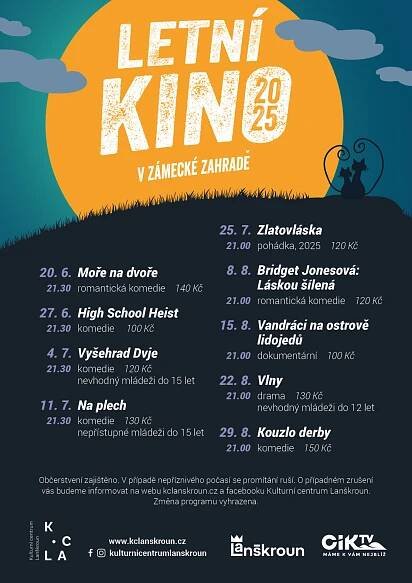 Letní kino 2025 – Kulturní centrum Lanškroun