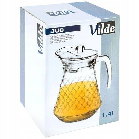 Džbán na nápoje, džus, limonádu na nápoje, skleněný, s víkem, 1,4 l Váha výrobku včetně jednotkového obalu 0.98 kg