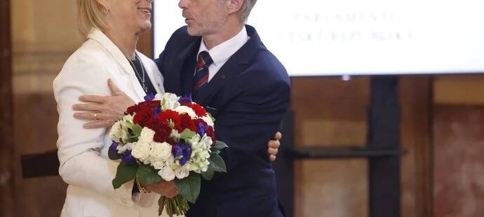 Tenisová legenda Martina Navrátilová s předsedou Senátu Milošem Vystrčilem