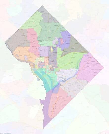 District of Columbia ZIP Codes Map thumbnail