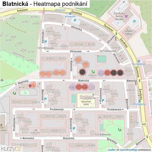 Mapa Blatnická - Firmy v ulici.