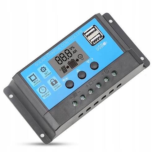 REGULÁTOR NAPĚTÍ SOLÁRNÍHO PANELU PWM 20A AUTOMATICKÝ PARAMETR LCD