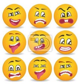 Ikona wektor szczęśliwy smiley twarz. śmieszny wyraz twarzy emoji ...