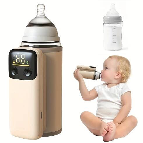 Chauffe-bouteille portable * fil, * de la température à 6 niveaux, * de la batterie de 6000mAh, convient aux bouteilles de 7.2cm/2.83in, idéal pour une utilisation en extérieur, à * et en voyage, * facile aux solutions de chauffage et de refroidissement, chauffe-bouteille portable * fil
