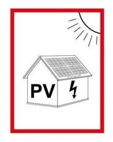 Označení FVE na budově - PV symbol - bezpečnostní tabulka, samolepka 45 x 60 mm
