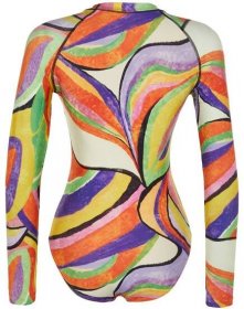Trendyol Abstract Pattern Zip Long Sleeve Hipster Surfing Swimsuit