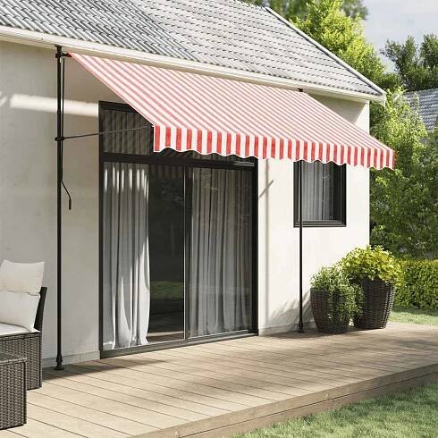 vidaXL Náhradní plachta na markýzu 300 x 250 cm bílé/červené pruhy od 959 Kč