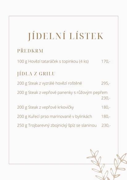 Jídelní lístek - restaurace a vinárna Obecní dům Strahovice %