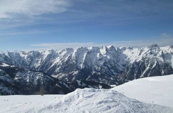 A,Scenic,View,Of,Snow-covered,Mountains,In,Hinterstoder,,Austria