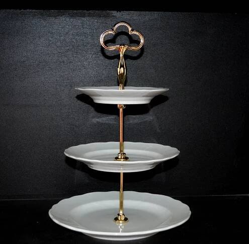 Etažér 3 patrový bílý - Český porcelán | Porcelán, sklo, lustry, nože, šperky - Verner a syn