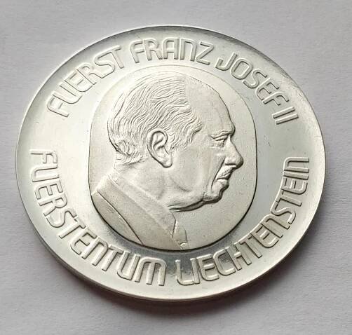 Medaile franz josef II, Liechtenstein 1976. Ag PROOF - (č.1282)