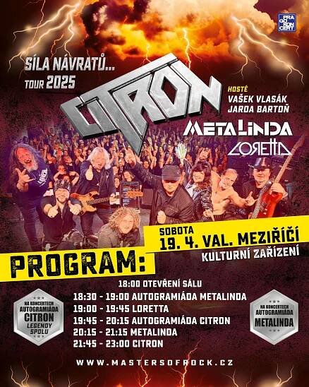 Turné hard´n´heavy legend CITRON, METALINDA a LORETTA „Síla Návratů 2025“, přijíždí | PRAGOKONCERT BOHEMIA, a.s.