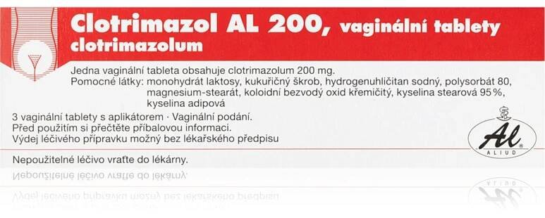 Clotrimazol AL Clotrimazol AL 3 x 200mg tablety + aplikátor vaginální tablety k léčbě kvasinkových a plísňových infekcí pochvy