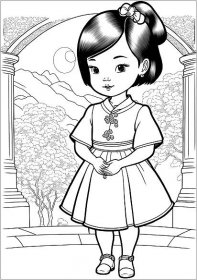 Chinese girl - China Kids Coloring Pages