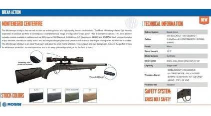 Puška jednoranná Rossi, Mod: Montenegro Centerfire, Ráže: .300 AAC Blk, hl: 16,5" (419mm)