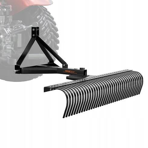 Obrázek produktu pro VEVOR vlečný vertikutátor 183 cm vlečný vertikutátor s 36 hroty 3bodový vertikutátor trávníku hrábě s nástavci pro traktor krajinné hrábě pro zahradu farmu trávu