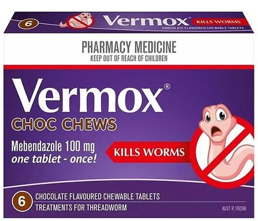 Vermox - Léky proti parazitům - Čokoládová příchuť - 6 tablet