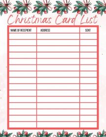 FREE Printable Christmas Card List - My Printable Home