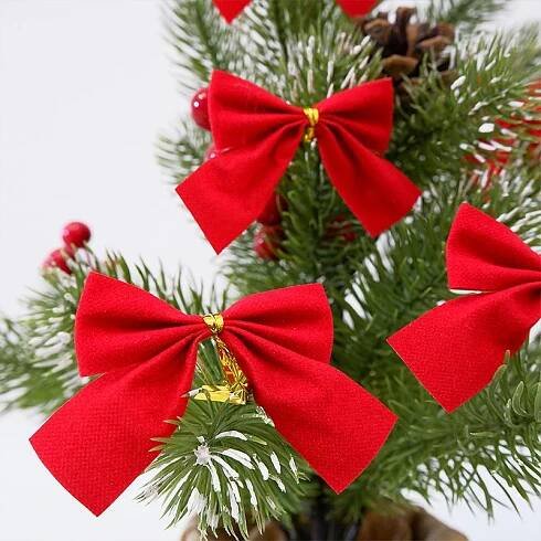 12KS 5cm mašle Vánoční ozdoby Novoroční sváteční párty Červené zlato Stříbrné Mašle na stromeček Mašle Vánoční ozdoba Party Domů Navidad