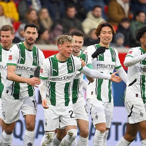 Spieler von Borussia Mönchengladbach beim Torjubel