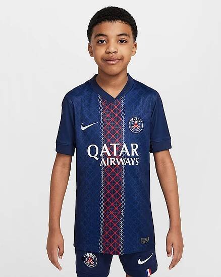 Replika domácího fotbalového dresu Nike Dri-FIT Paris Saint-Germain Stadium 2025/26 pro větší děti - Midnight Navy/Midnight Navy/Bílá