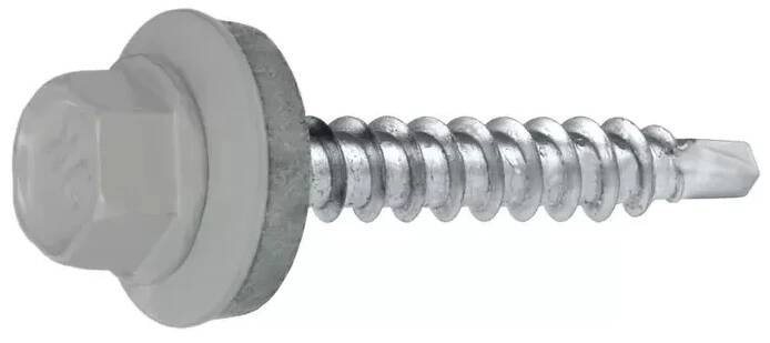 Samořezný střešní farmářský šroub KLIMAS 4,8 x 35 mm RAL 9006 metalíza bílý hliník s podložkou EPDM (250 ks/bal)