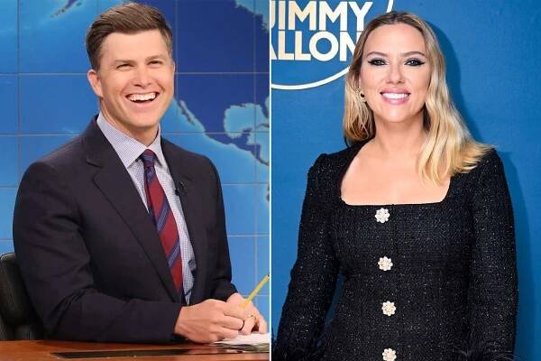 Colin Jost Tricked into Joking About Wife Scarlett Johansson During SNL's Weekend Update Joke Swap