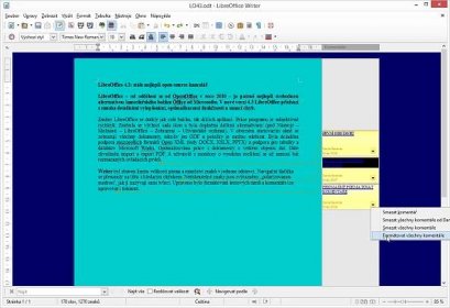 LibreOffice 4.3: možnost hromadného formátování komentářů