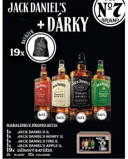 JACK DANIELS WH. 40% promoset 4x 1l - 08/2022 + batohy - | JASO