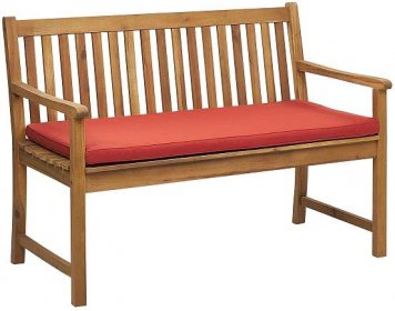 Zahradní lavice 120 cm VESTFOLD (dřevo) (tmavě červený podsedák)