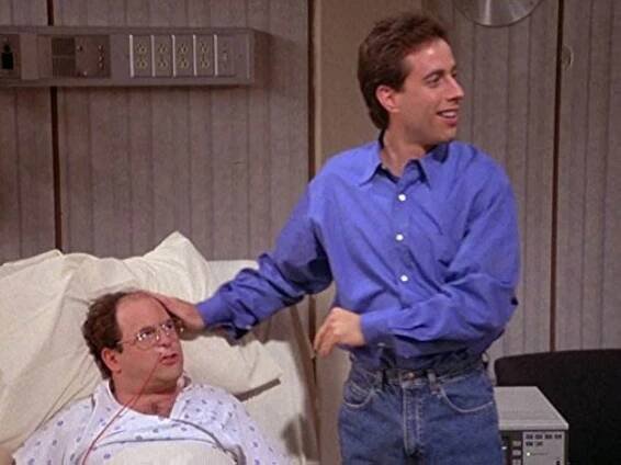 Jerry Seinfeld and Jason Alexander in Seinfeld (1989)
