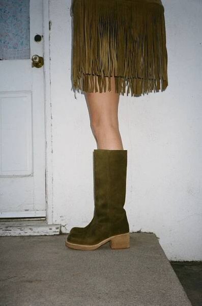 Festival season is calling! ✨ Step into spring and summer with the hottest Jeffrey Campbell shoes—perfect for festival outfits, boho vibes, and effortless street style. #FestivalFashion #SpringStyle #SummerOOTD #JeffreyCampbell #BohoChic #FestivalOutfits green suede boots and khaki fringe handbag Jeffrey Campbell Heels, Fringe Handbags, Stacked Heel Boots, Ootd Summer, Jeffrey Campbell Shoes, Green Suede, Boho Vibe, Jeffrey Campbell, Festival Fashion