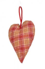 Vánoční dekorace srdce látkové 12x8cm