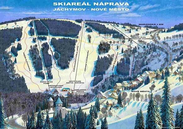 Jáchymov - Náprava - mapa sjezdovek