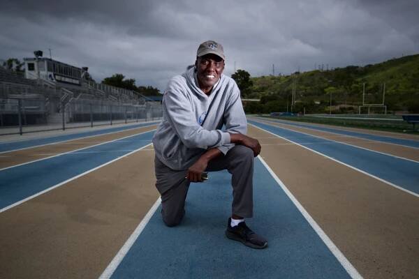 Track coach Bobby Kersee poses for a portrait.